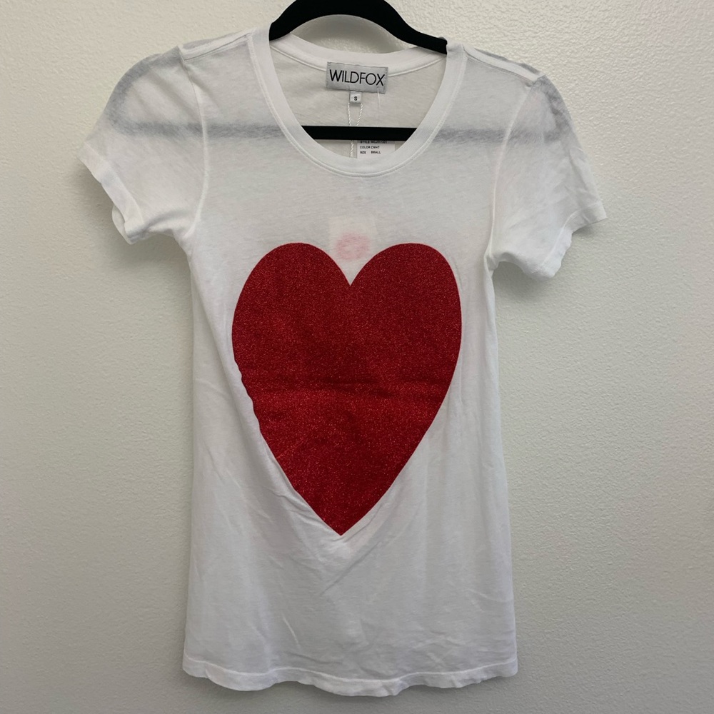 WILDFOX | Heart Glitter White T-Shirt